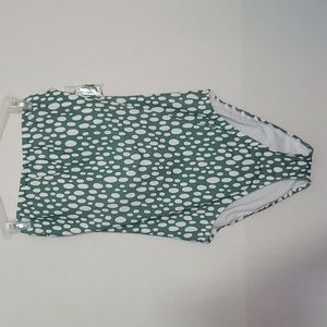 Kona Sol one piece green/white polka dot medium swim suit